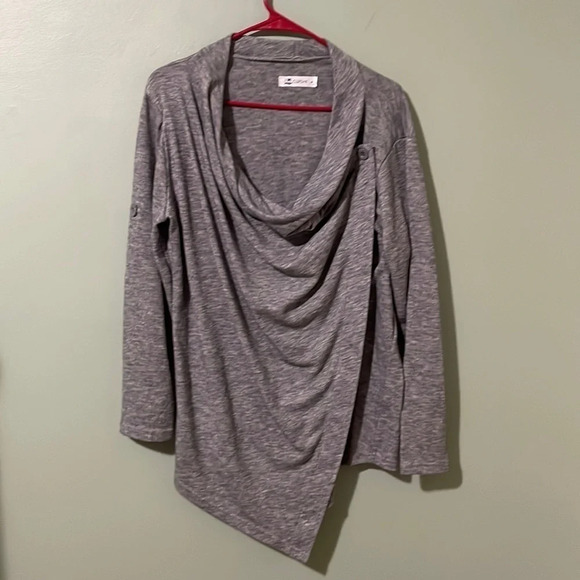 CUPSHE Crossover button wrap Cowl Neck Sweater Cardigan grey size medium - Picture 1 of 8